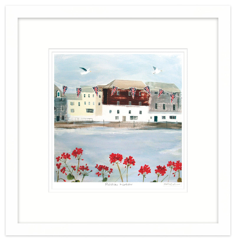 Framed Print-HC84F - Padstow Harbour Bunting Small Framed Print-Whistlefish