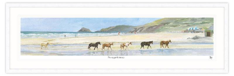 Framed Print-IC74F - Perranporth Horses Framed-Whistlefish