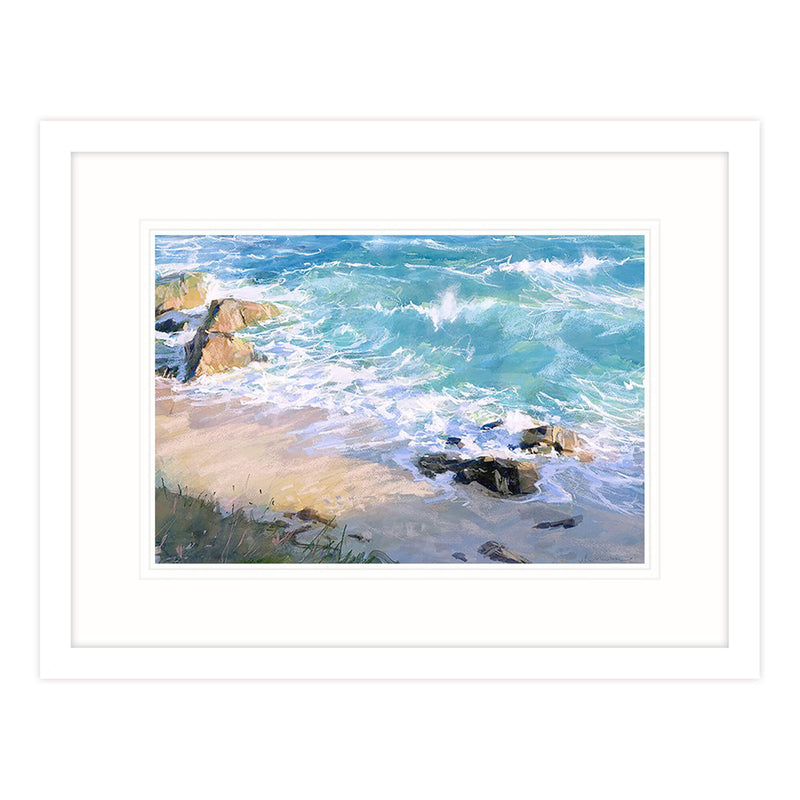 Framed Print-BART113F - Beach at Porth Chapel 2 Framed Print-Whistlefish