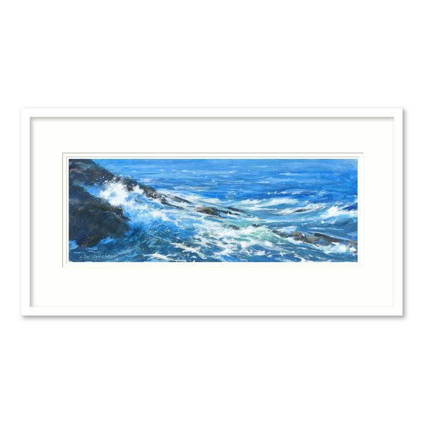 Framed Print-BART124F - Blue wash, rocks at the point 2-Whistlefish