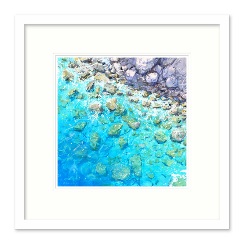 Framed Print-BART122F - Rocks at Myrtos beach-Whistlefish