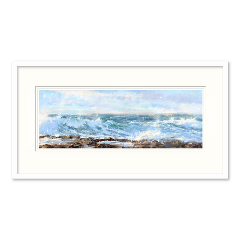 Framed Print-BART127F - Reef breaker, scudding clouds-Whistlefish