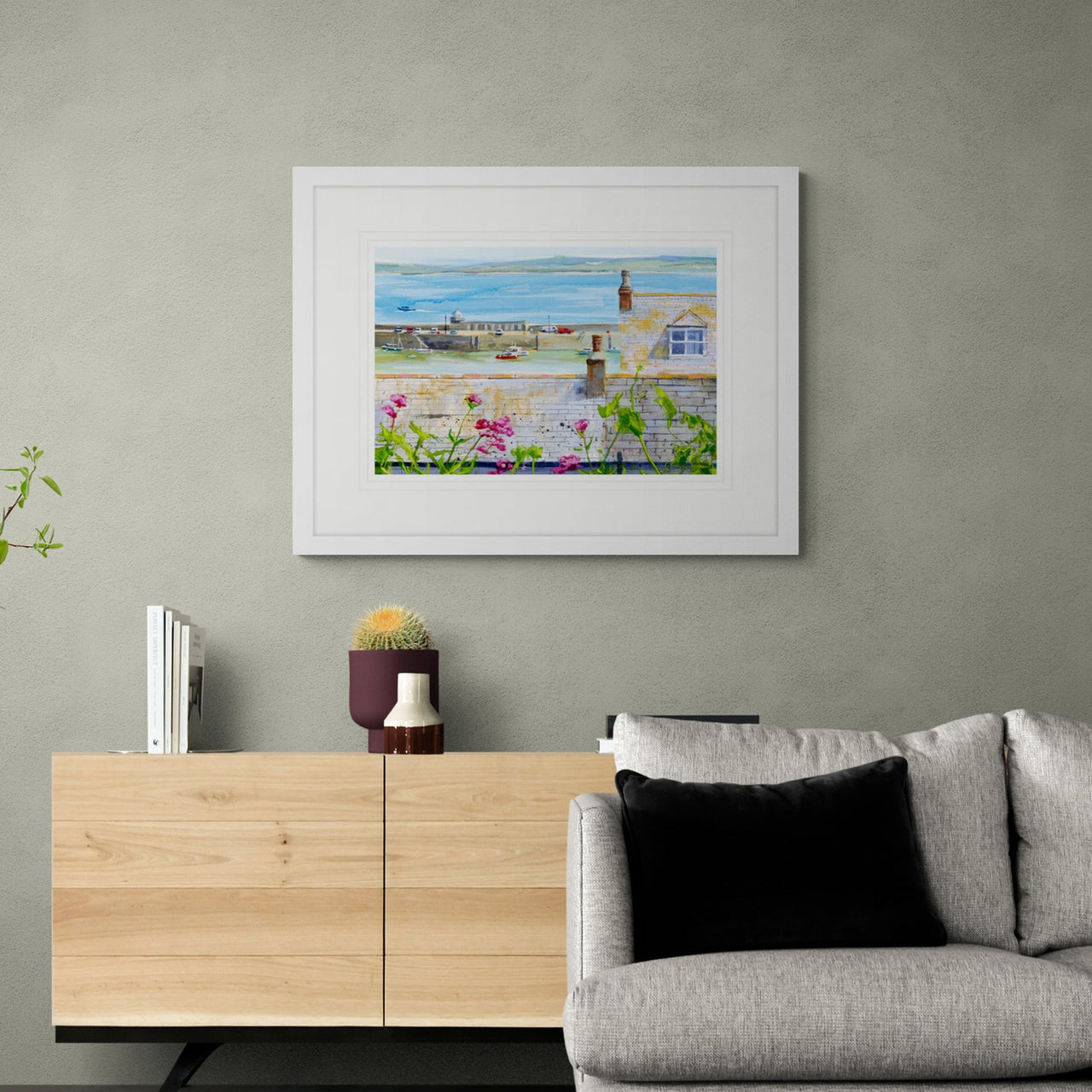 Framed Print - BART134F - Rooftops & Harbour Medium Framed Print - Rooftops & Harbour Medium Framed Print - Whistlefish