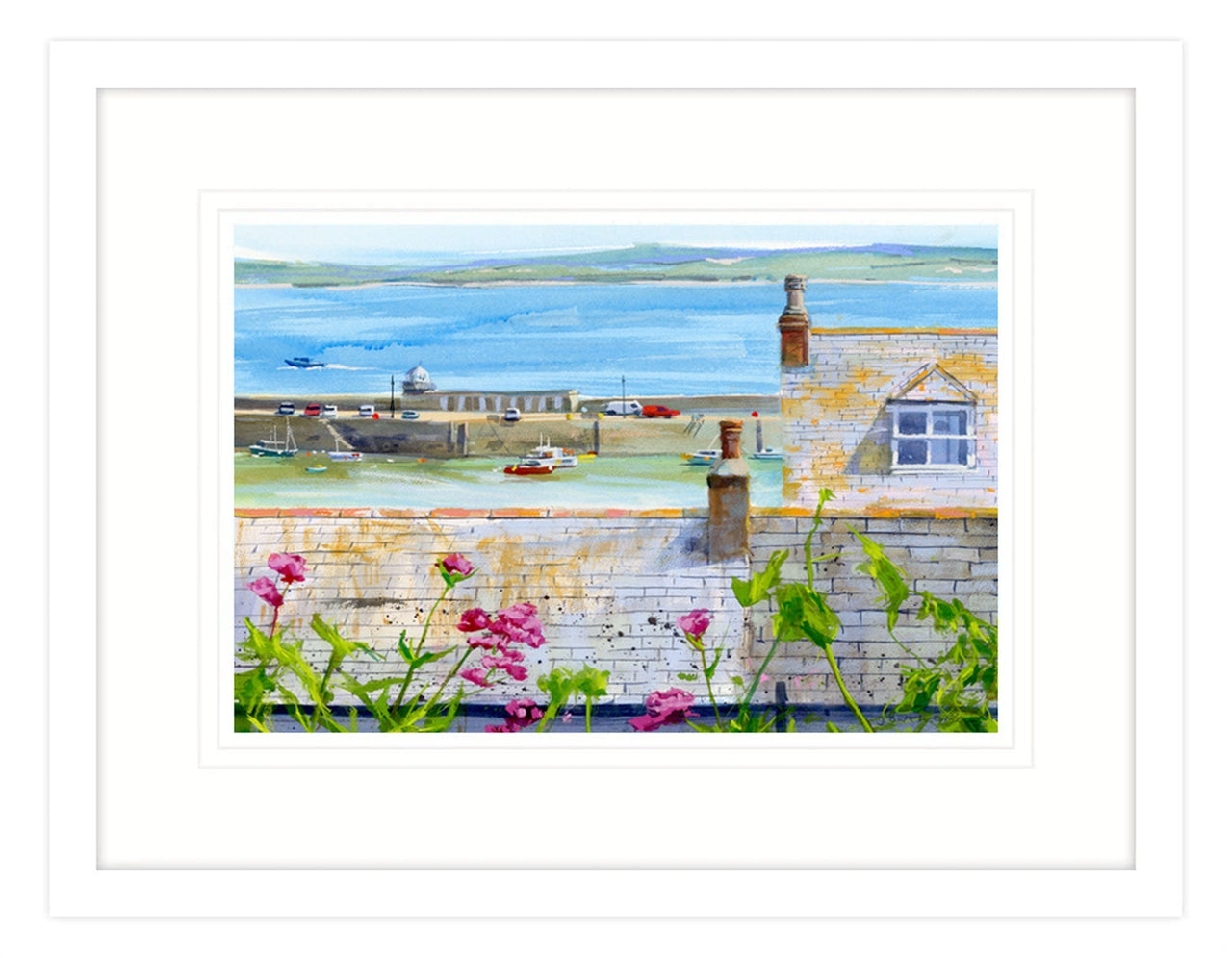 Framed Print-BART134F - Rooftops & Harbour Medium Framed Print-Whistlefish