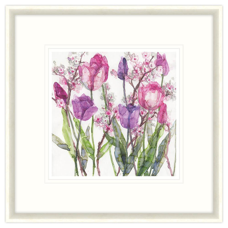 Pink and Lilac Tulips Framed Print