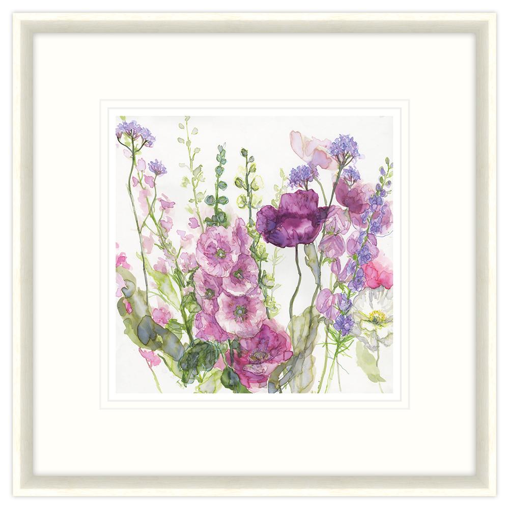 Framed Print-JT28F - Hollyhocks and Poppies Framed Print-Whistlefish