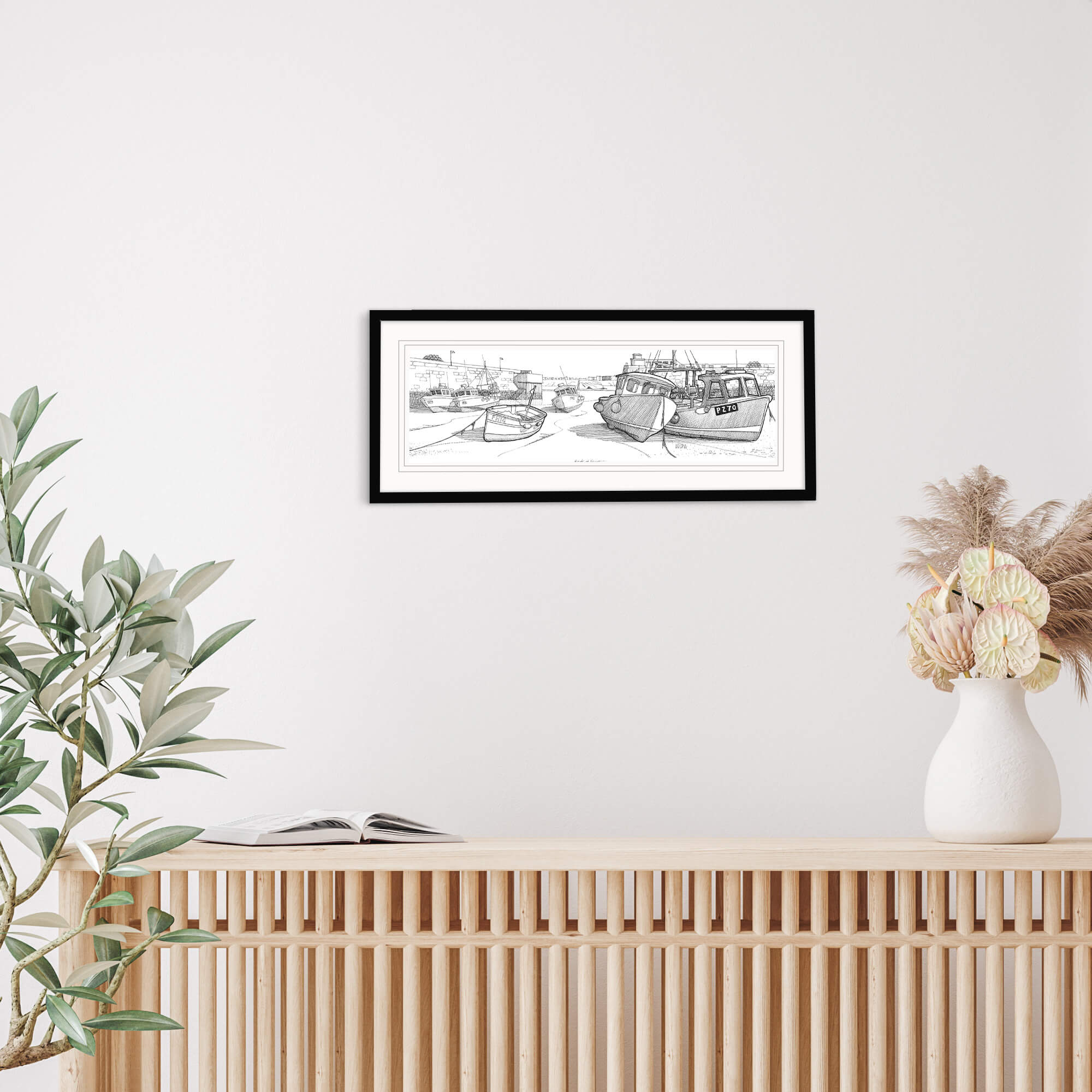 Framed Print-JW217F - Boats at Newquay Framed-Whistlefish