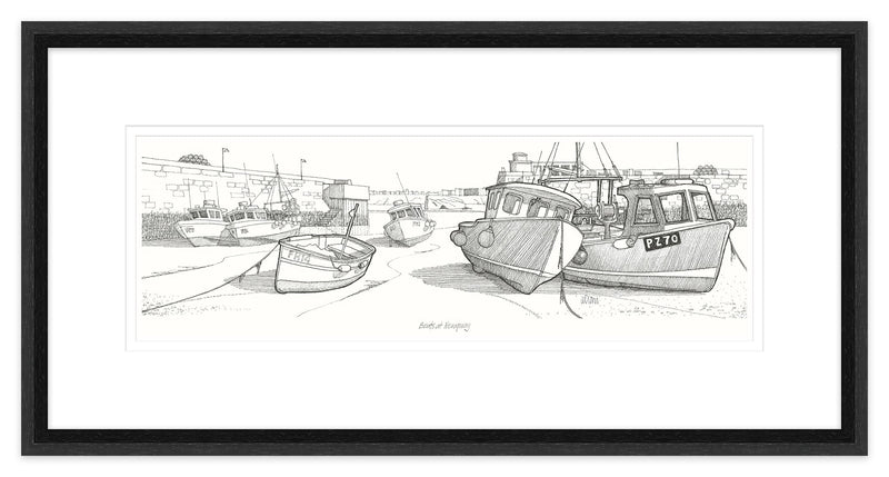 Framed Print-JW217F - Boats at Newquay Framed-Whistlefish
