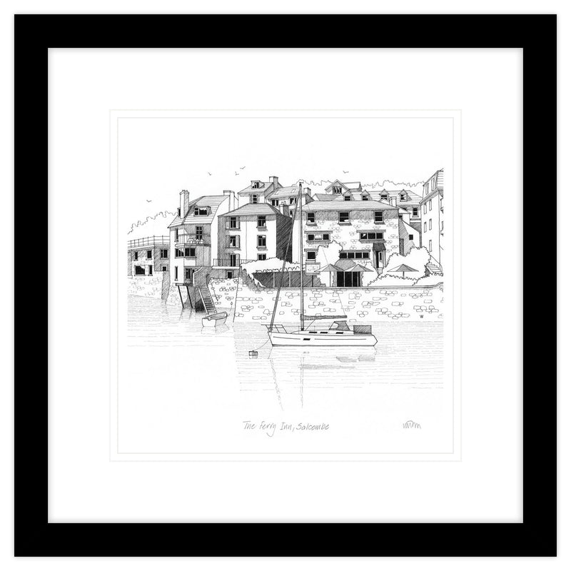 Framed Print-JW252F - The Ferry Inn, Salcombe Framed Print-Whistlefish