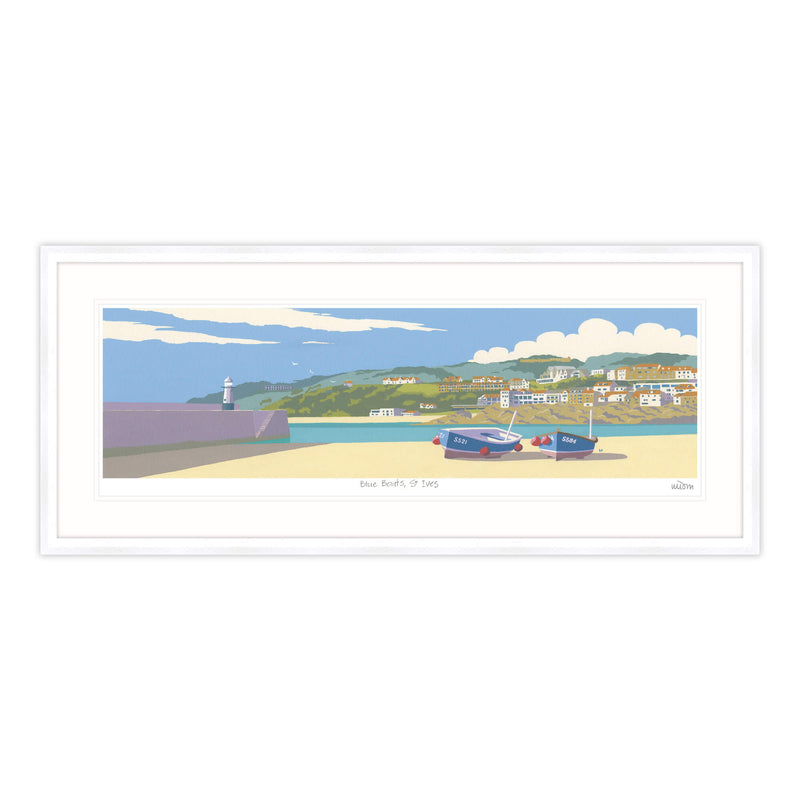 Framed Print-JW258F - Blue Boats St Ives Framed Print-Whistlefish