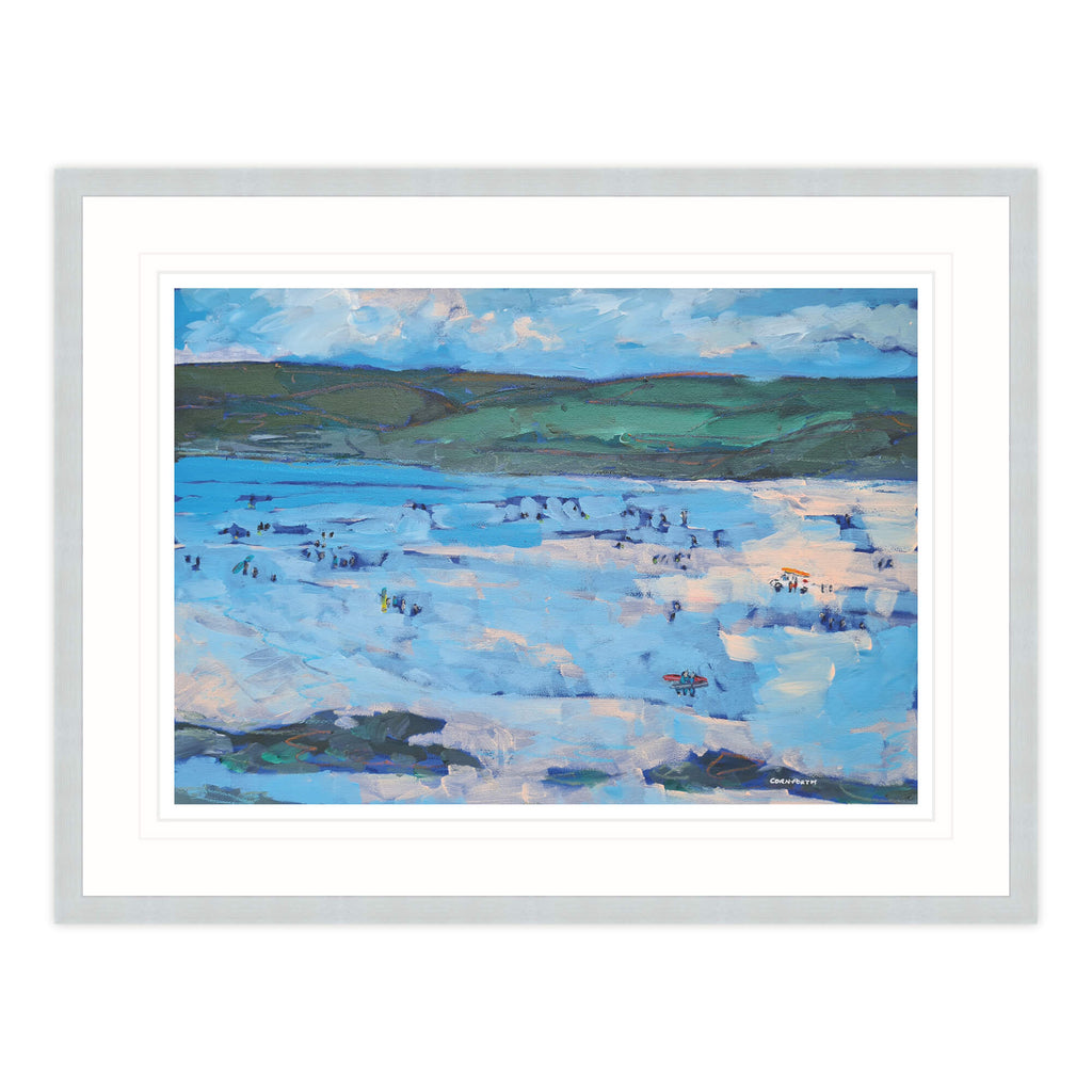 Framed Print-LNC19F - Mini Polzeath (Grey) Framed Print-Whistlefish