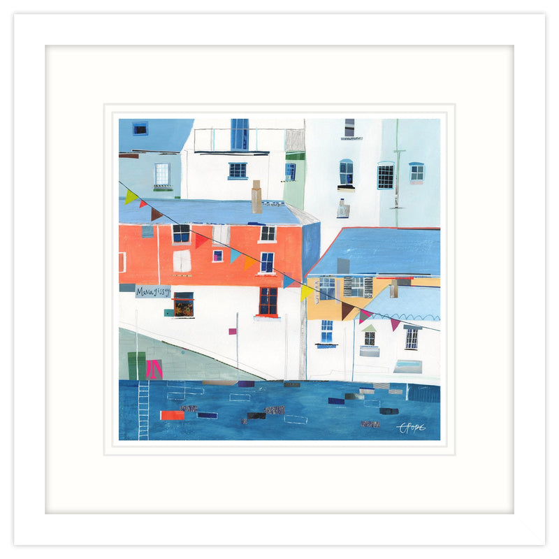 Framed Print-LP153F - Mevagissey Patchwork Framed Print-Whistlefish