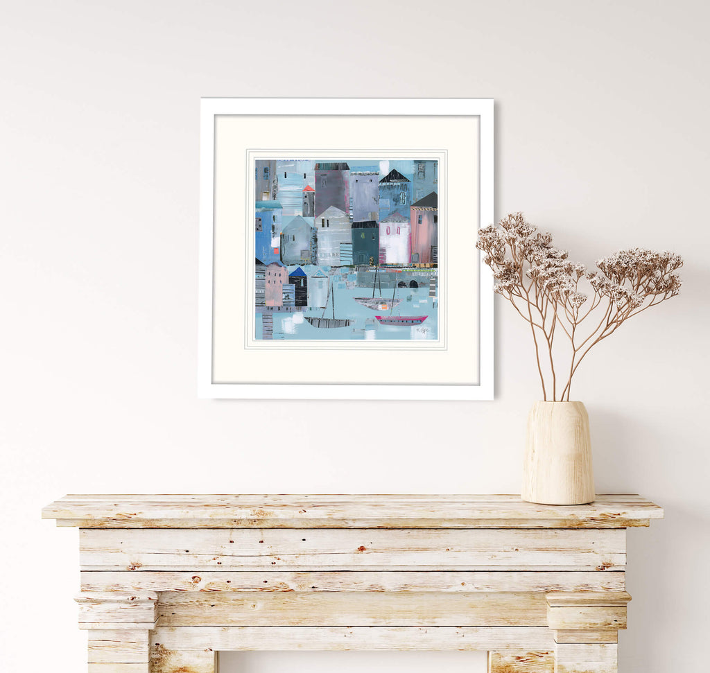 Framed Print-LP174F - Boats by the Sea-Whistlefish