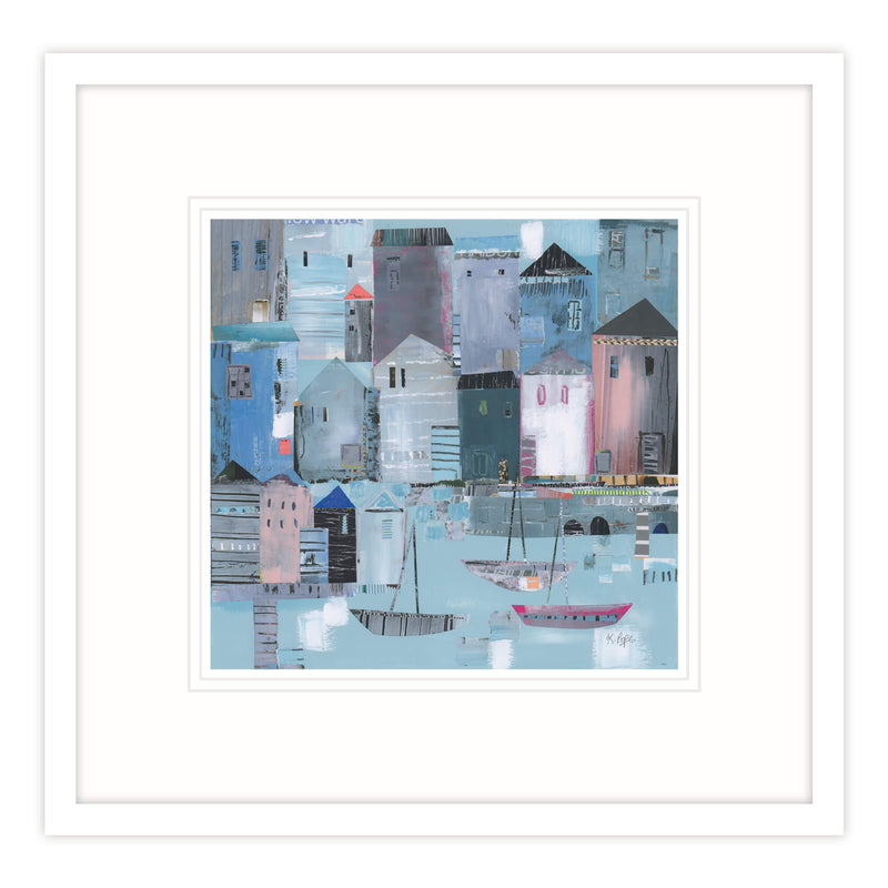 Framed Print-LP174F - Boats by the Sea-Whistlefish