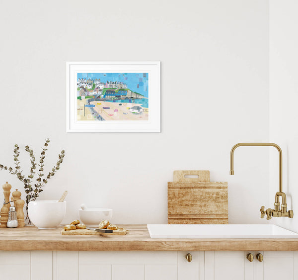 Framed Print-LP179F - Perranporth Beach Small Framed Print-Whistlefish