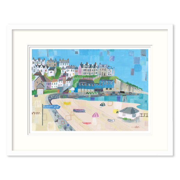 Framed Print-LP179F - Perranporth Beach Small Framed Print-Whistlefish