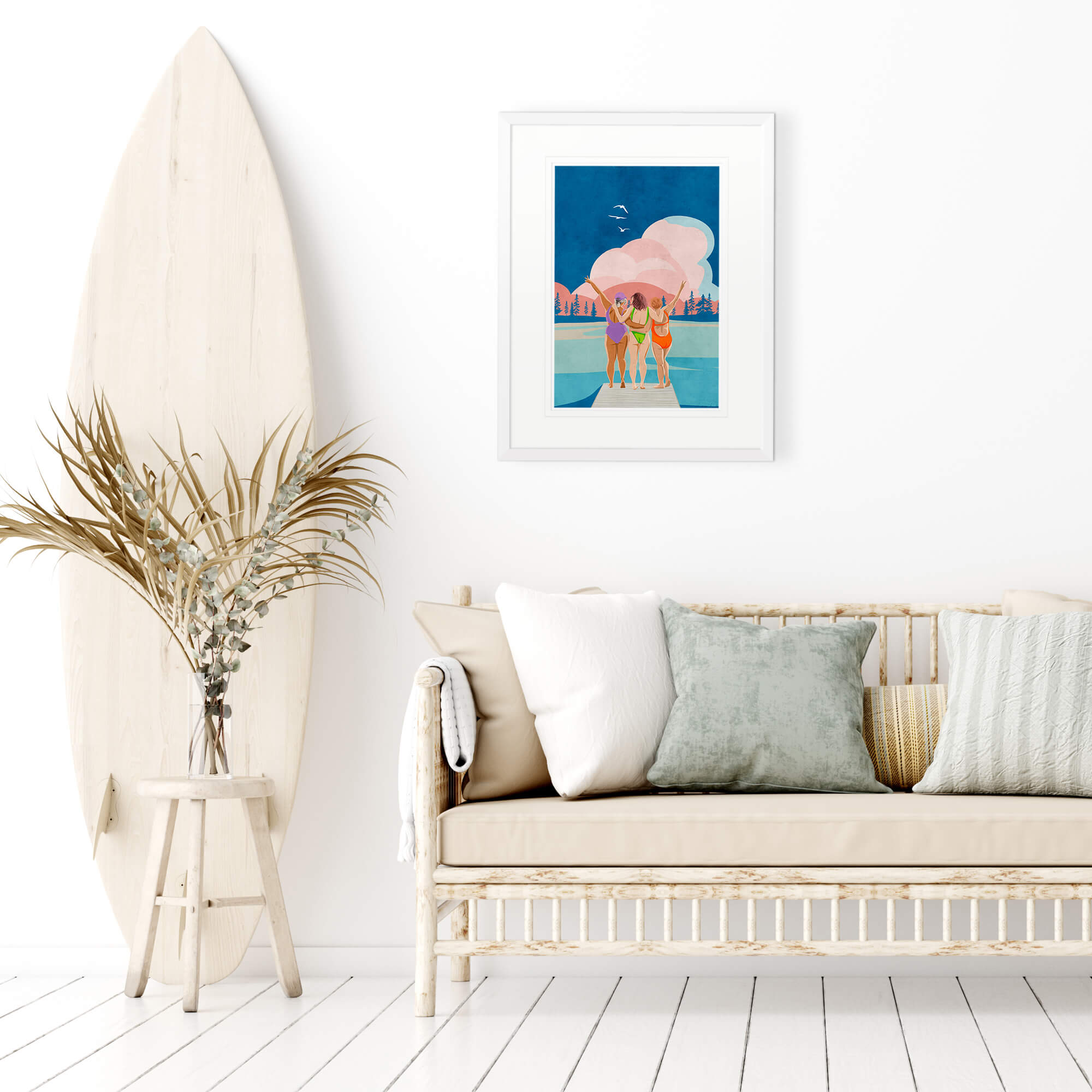 Framed Print-LUC15F - Sisters by the Sea Medium-Whistlefish