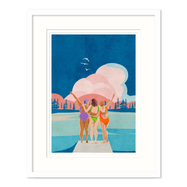 Framed Print-LUC15F - Sisters by the Sea Medium-Whistlefish