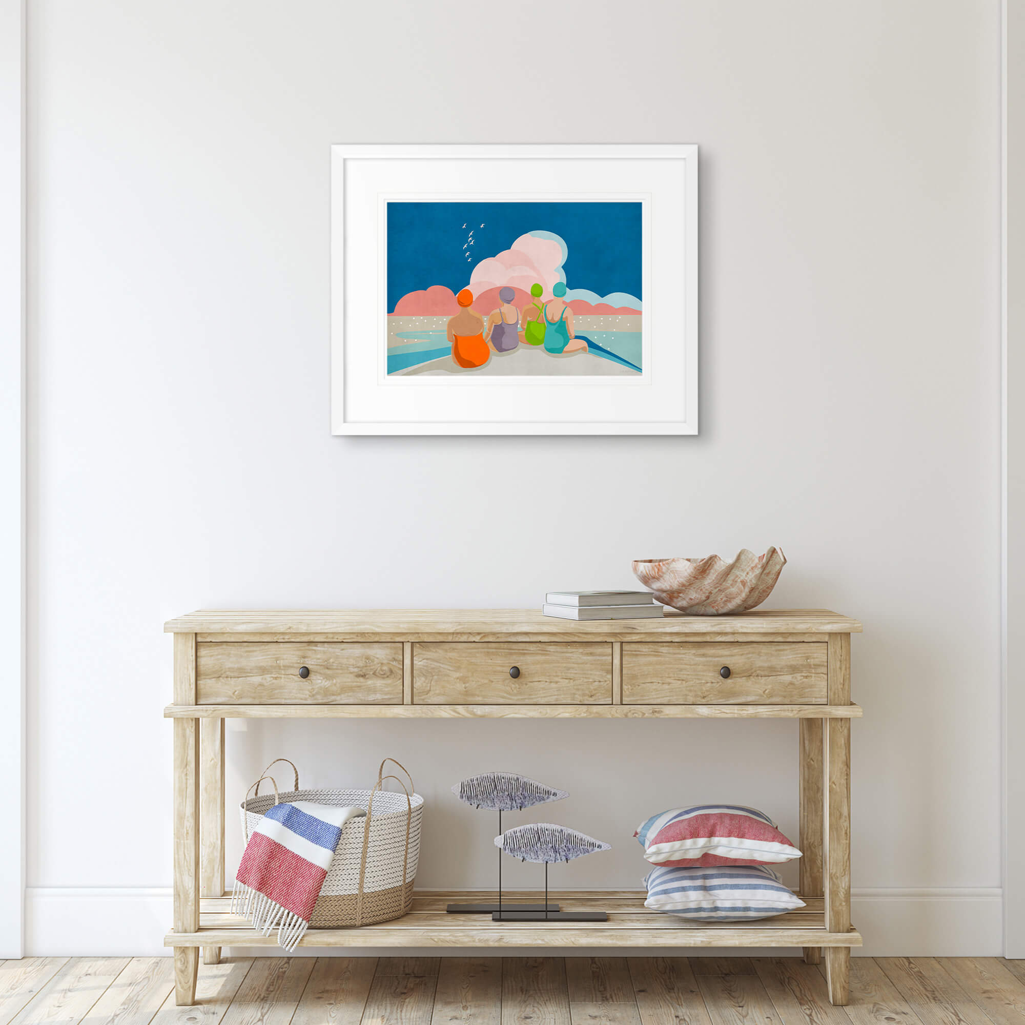 Framed Print-LUC18F - Four Swimmers Medium-Whistlefish