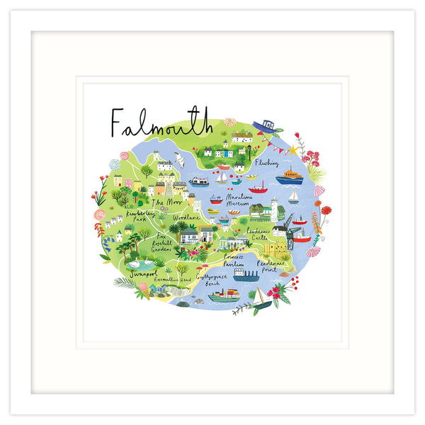 Framed Print-RC12F - Falmouth Map Framed Print-Whistlefish