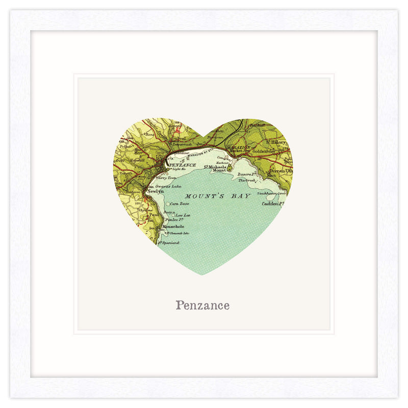 Framed Print - RS38F - I Love Penzance Framed Print - I Love Penzance Framed Print - Map Art by Rick Smith - Whistlefish