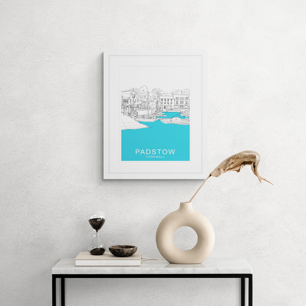 Framed Print - SH28F - Padstow Cornwall Blue Framed Print - Padstow Cornwall Blue - Whistlefish