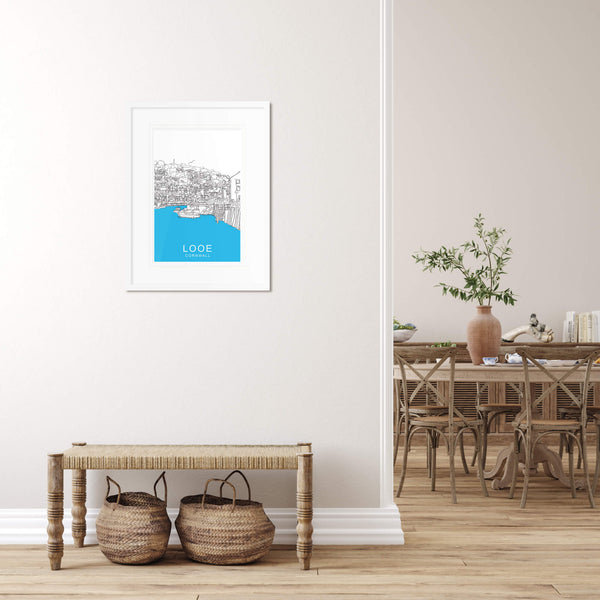 Framed Print-SH40F - Looe Harbour Framed Travel Print-Whistlefish