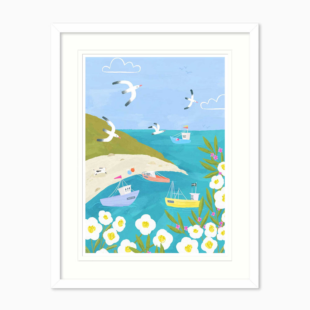 Framed Print-WF021284F - Cornish Coast Boats Small Framed Print-Whistlefish