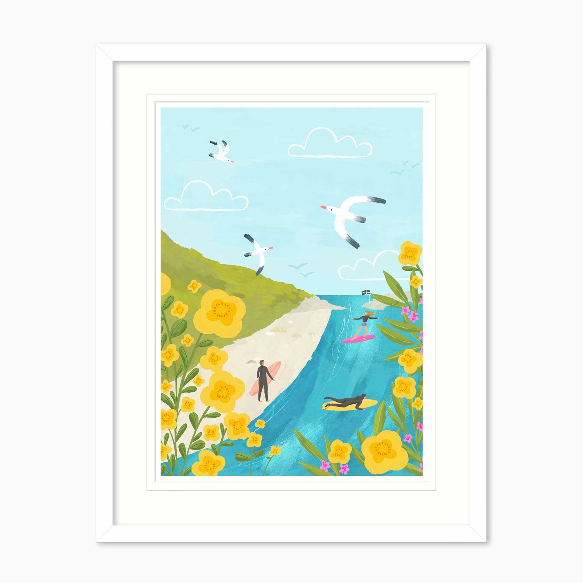 Framed Print-WF021285F - Cornish Coast Surf Small Framed Print-Whistlefish