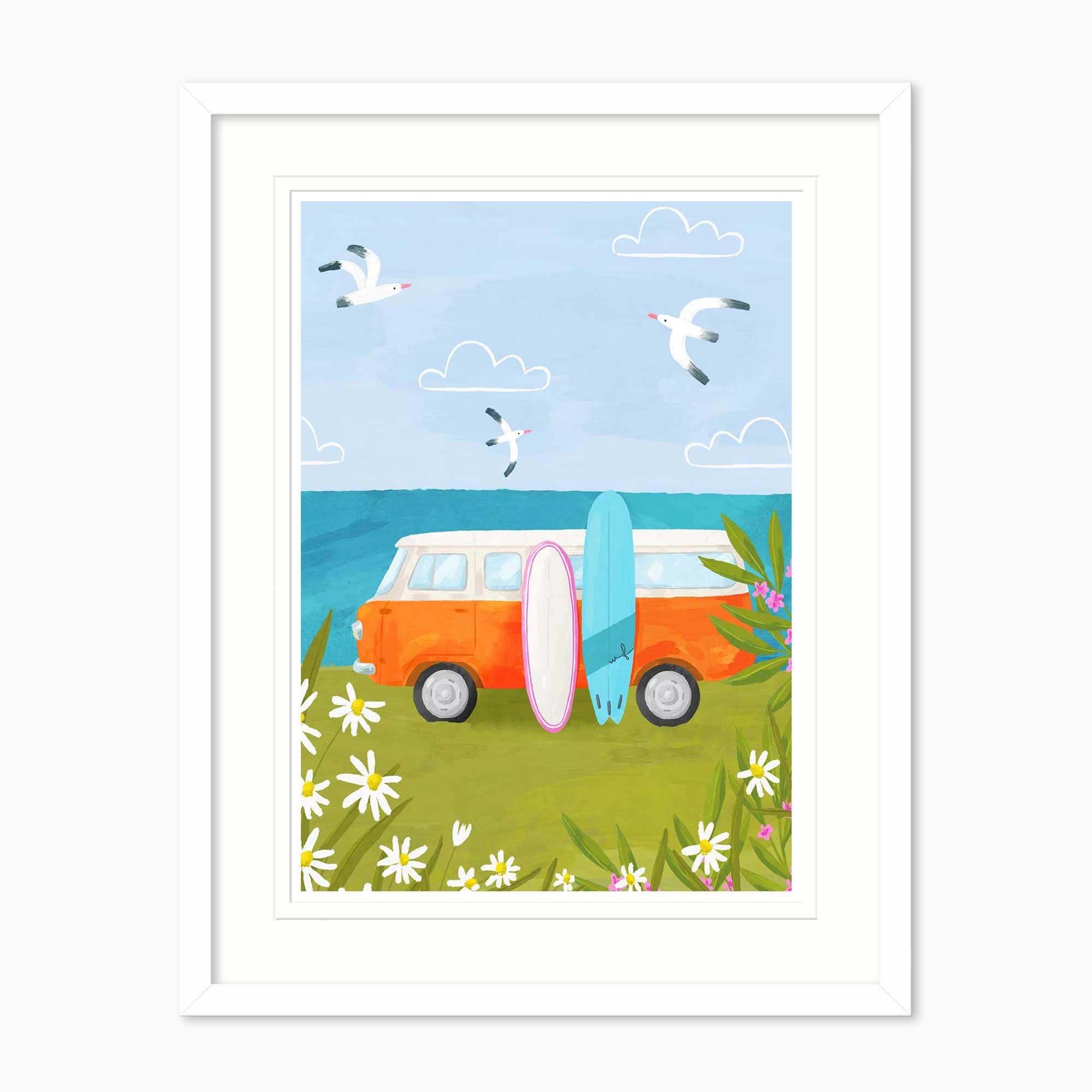 Framed Print-WF021286F - Cornish Coast Camp Small Framed Print-Whistlefish