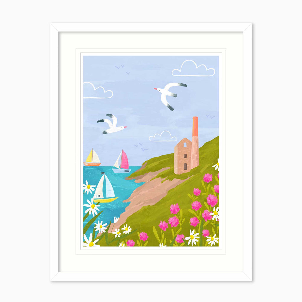 Framed Print-WF021287F - Cornish Coast Mine Small Framed Print-Whistlefish