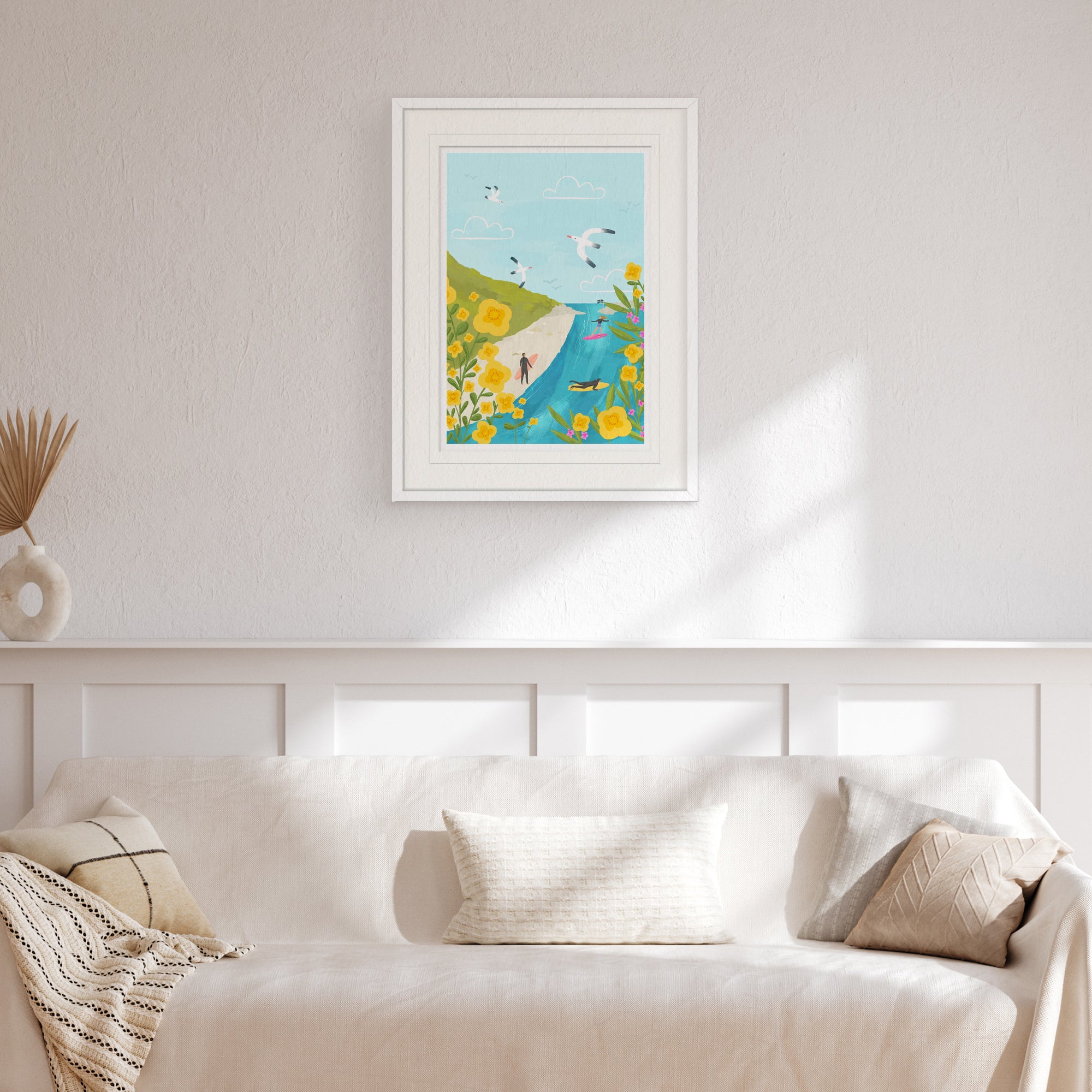 Framed Print-WF041285F - Cornish Coast Surf Large Framed Print-Whistlefish