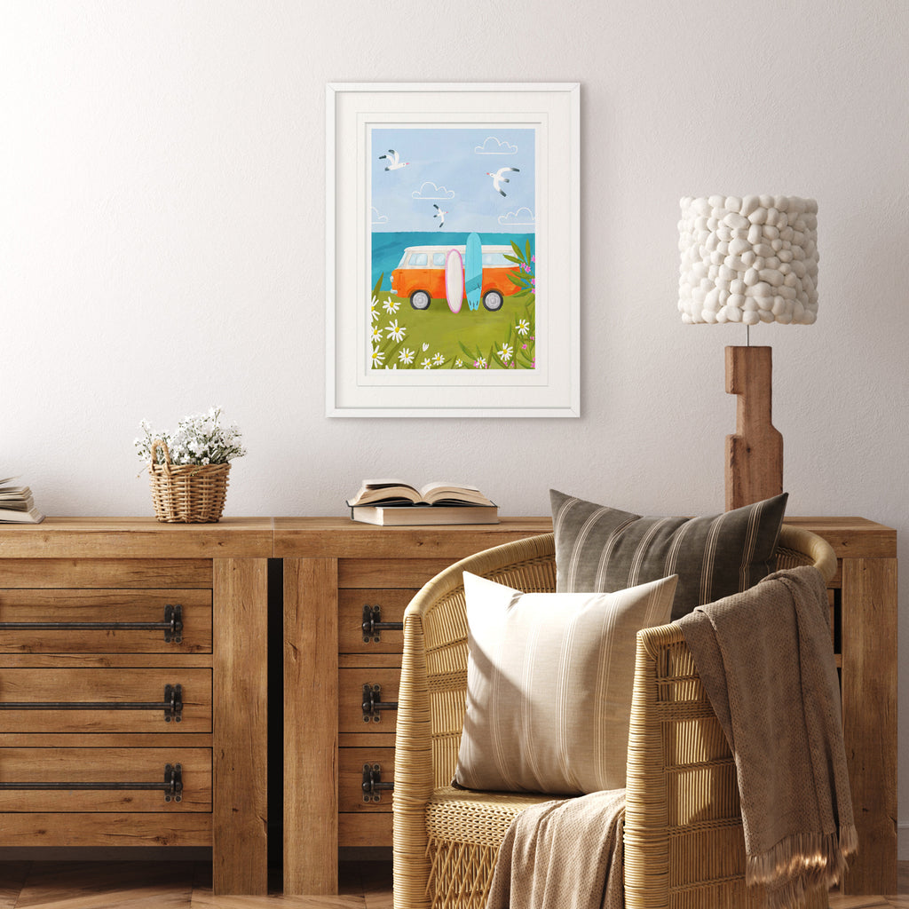 Framed Print-WF041286F - Cornish Coast Camp Large Framed Print-Whistlefish