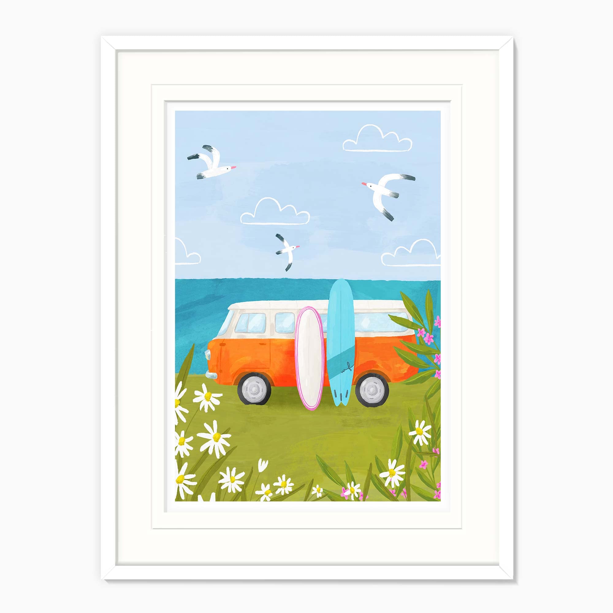 Framed Print-WF041286F - Cornish Coast Camp Large Framed Print-Whistlefish