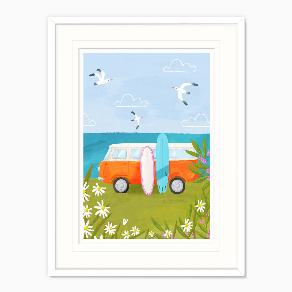 Framed Print-WF041286F - Cornish Coast Camp Large Framed Print-Whistlefish