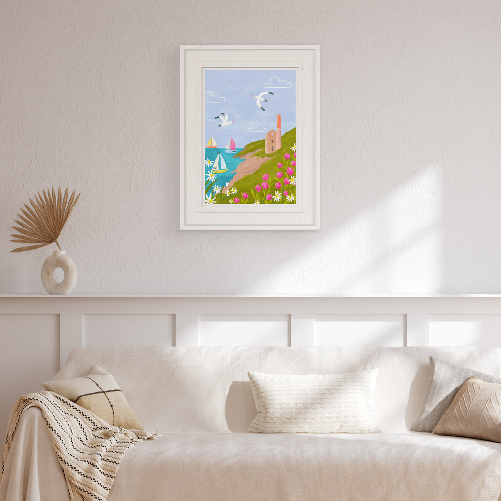 Framed Print-WF041287F - Cornish Coast Mine Large Framed Print-Whistlefish