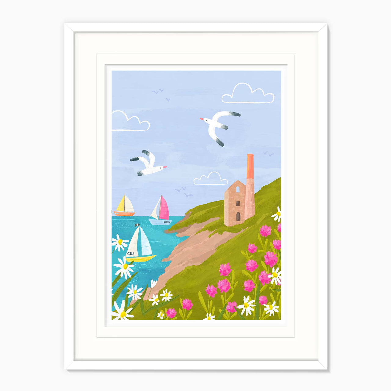 Framed Print-WF041287F - Cornish Coast Mine Large Framed Print-Whistlefish