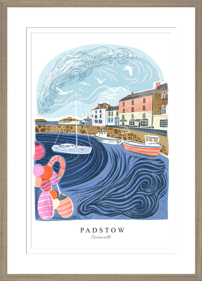 Framed Print - WF1001F - Padstow Arched Lino Small Framed Print - Padstow Arched Lino Small Framed Print - Whistlefish