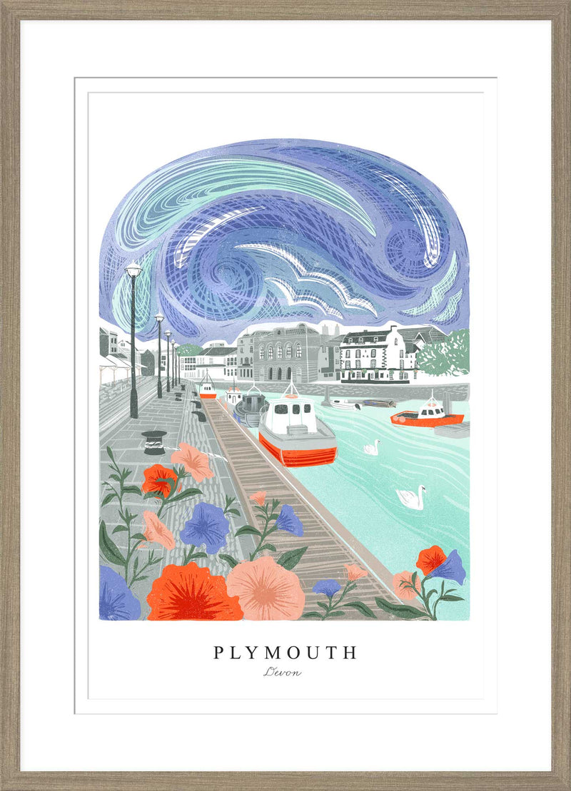 Framed Print - WF1002F - Plymouth Arched Lino Small Framed Print - Plymouth Arched Lino Small Framed Print - Whistlefish