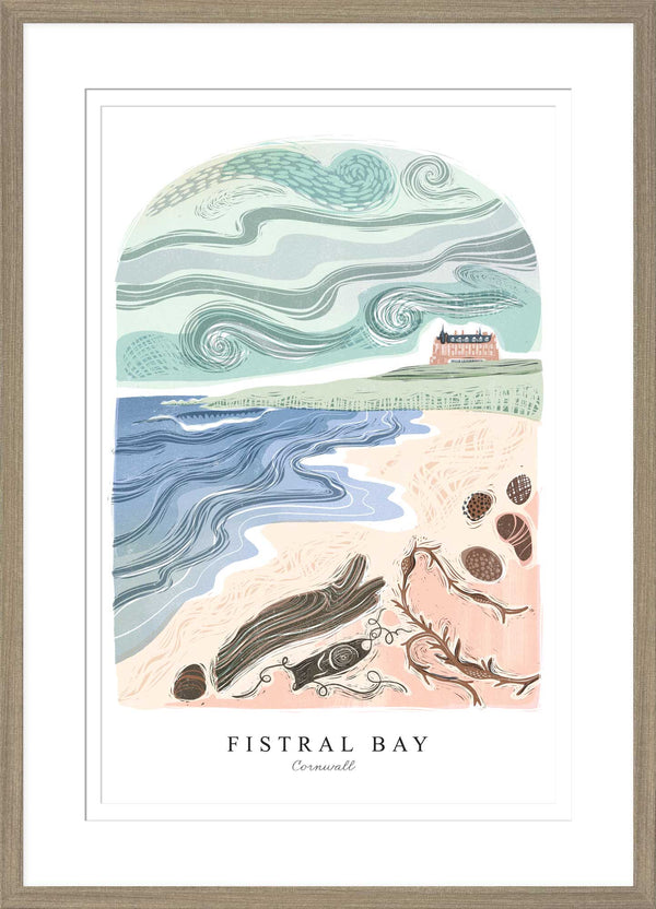 Framed Print - WF1003F - Fistral Arched Lino Small Framed Print - Fistral Arched Lino Small Framed Print - Whistlefish