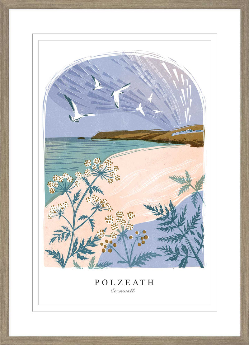 Framed Print - WF1008F - Polzeath Arched Lino Small Framed Print - Polzeath Arched Lino Small Framed Print - Whistlefish