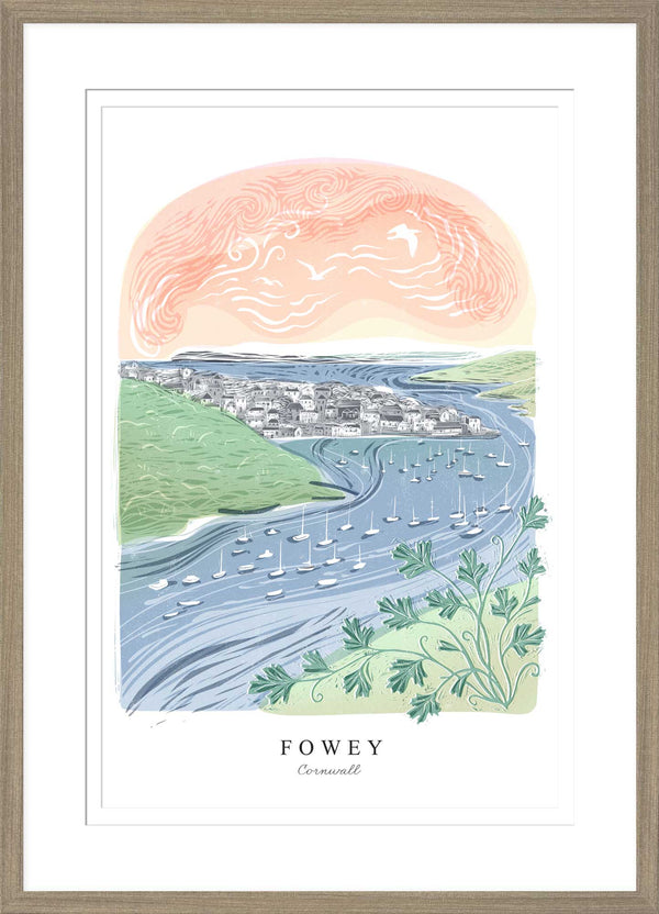 Framed Print - WF1013F - Fowey Arched Lino Small Framed Print - Fowey Arched Lino Small Framed Print - Whistlefish