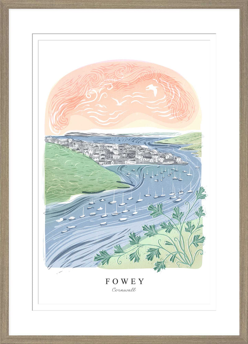 Framed Print - WF1013F - Fowey Arched Lino Small Framed Print - Fowey Arched Lino Small Framed Print - Whistlefish