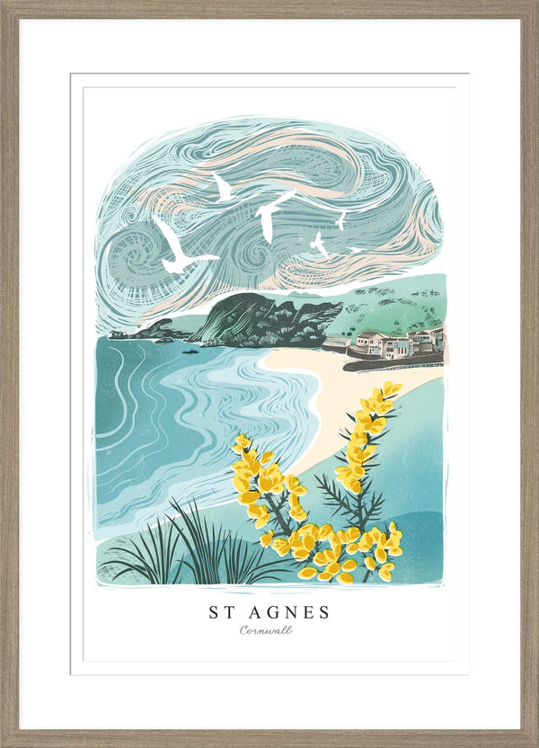 Framed Print - WF1014F - St Agnes Arched Lino Small Framed Print - St Agnes Arched Lino Small Framed Print - Whistlefish