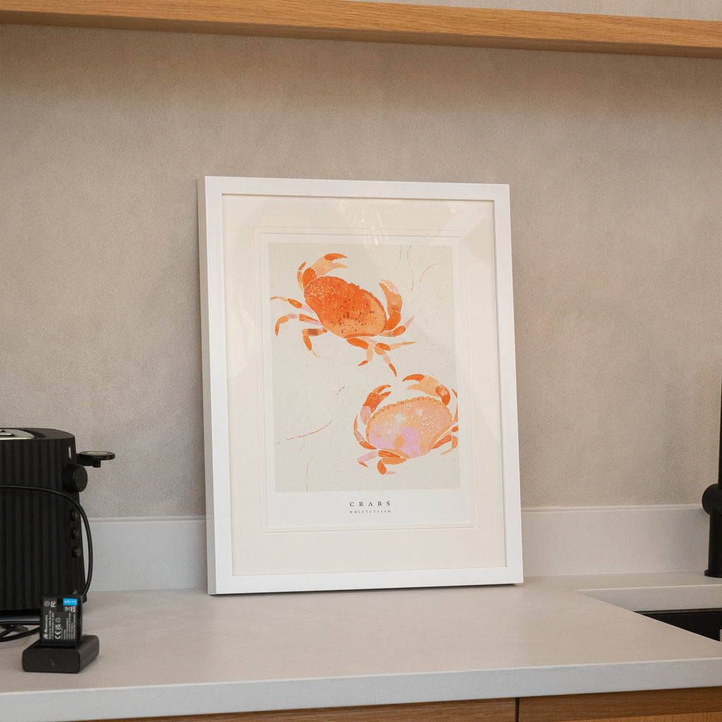 Framed Print-WF1036F - Seagrass Crabs Small Framed Print-Whistlefish