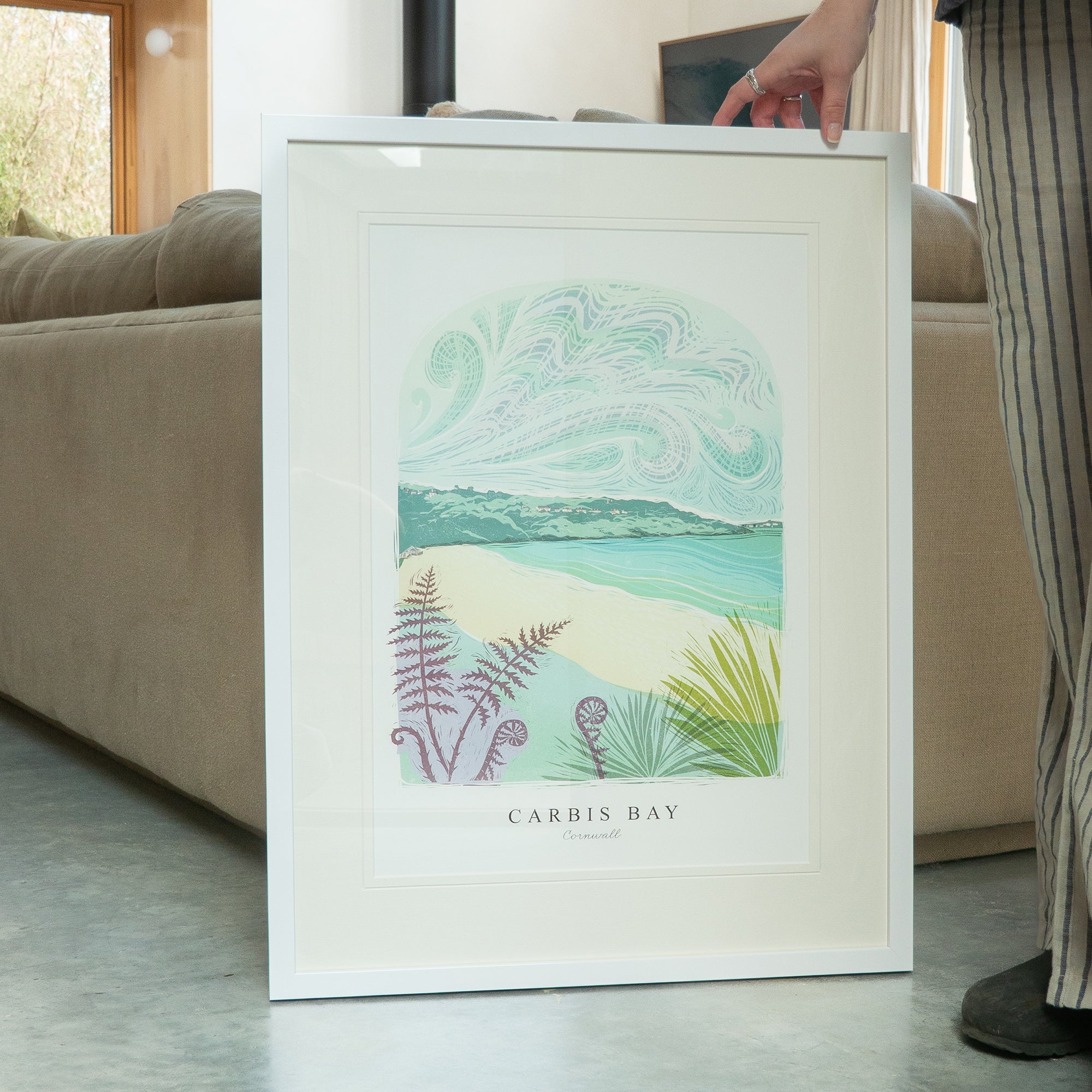 Framed Print-WF1041F - Carbis Bay Lino Large Framed Print-Whistlefish
