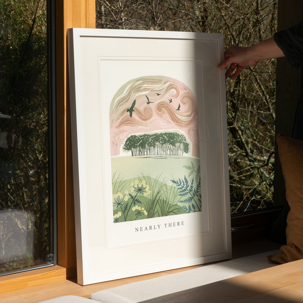 Framed Print-WF1048F - Nearly There Lino Large Framed Print-Whistlefish
