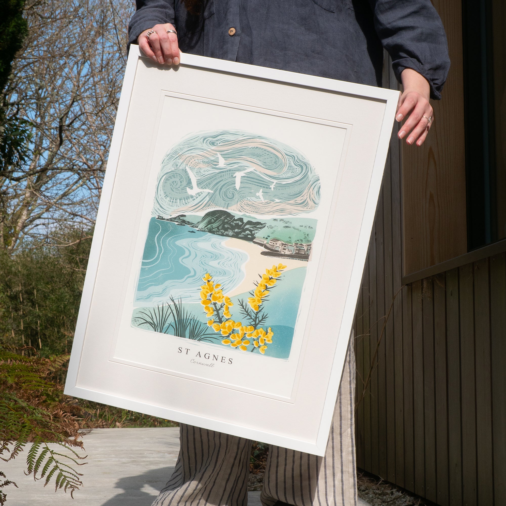 Framed Print-WF1054F - St Agnes Lino Large Framed Print-Whistlefish