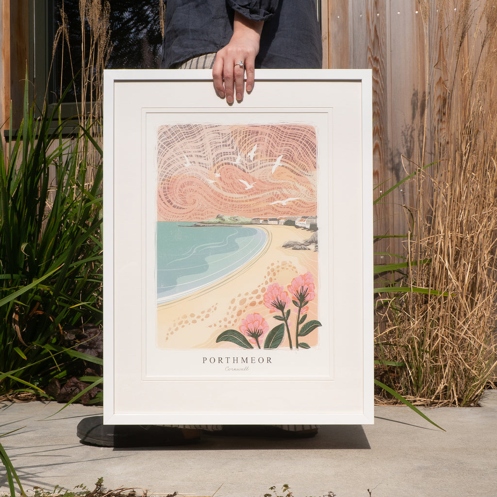 Framed Print-WF1058F - Porthmeor Lino Large Framed Print-Whistlefish