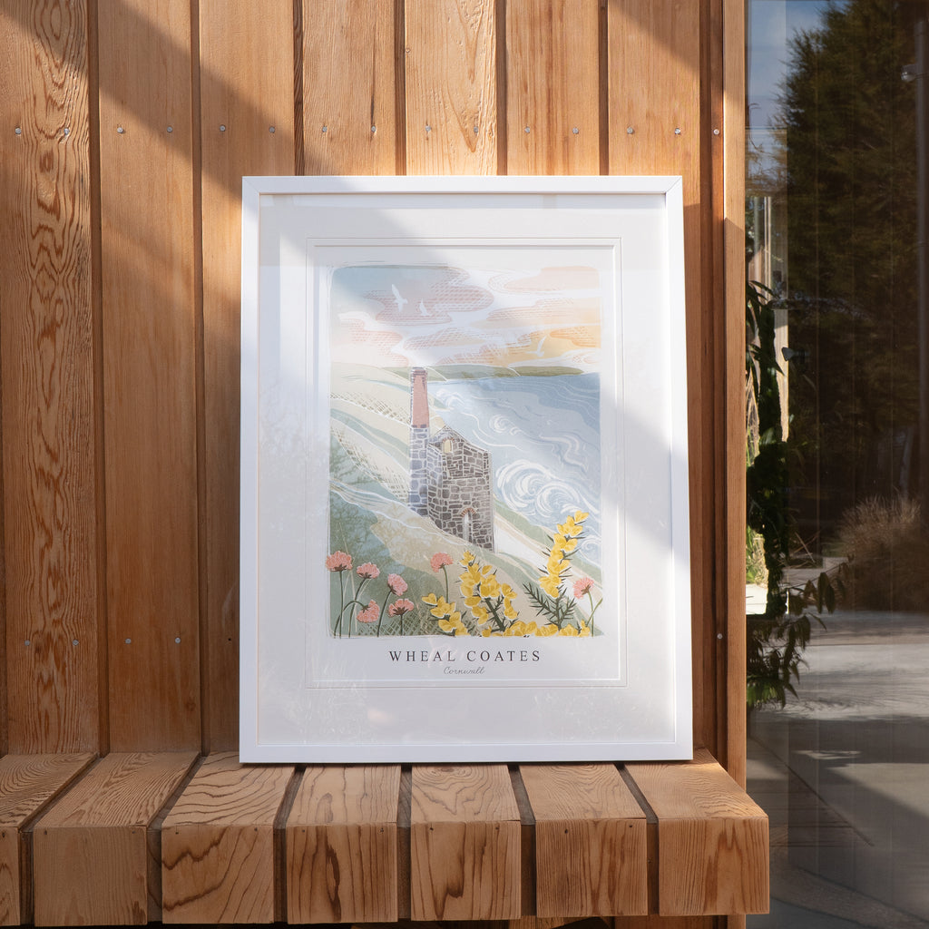 Framed Print-WF1061F - Wheal Coates Lino Large Framed Print-Whistlefish